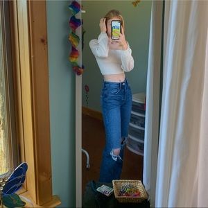 h&m ripped wide leg jeans